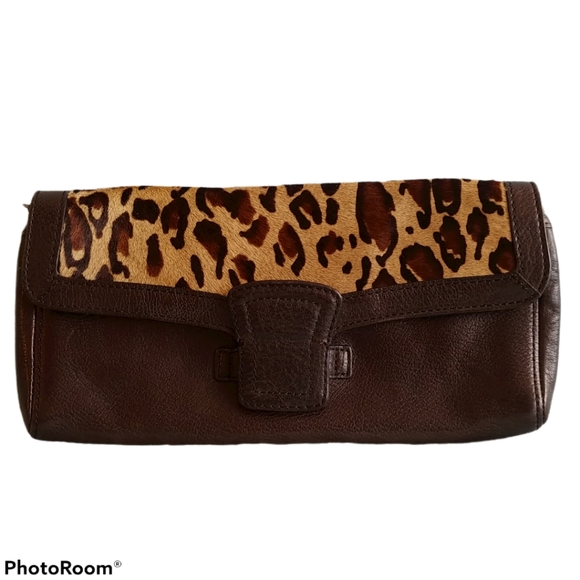 Banana Republic Handbags - Banana Republic Animal Print Leather Clutch
